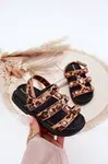 Boto Dívčí sandály se zlatým detailem leopard Lunessa