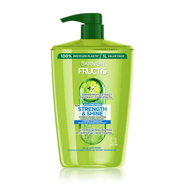 Posilující šampon pro všechny typy vlasů bez lesku a síly Garnier Fructis Strength  a  Shine - 1000 ml + dárek zdarma