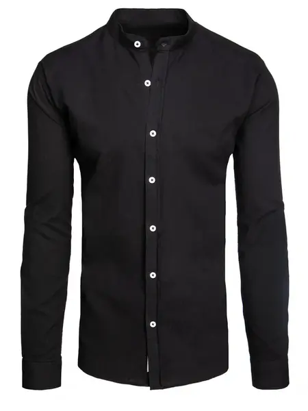 Koszula męska ze stójką z długim rękawem czarna Dstreet