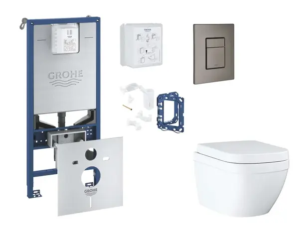 Grohe Rapid SLX - Set predstenovej inštalácie, klozetu, dosky SoftClose, tlačidla Skate Cosmopolitan a súpravy na vhadzovanie tabliet, Triple Vortex, 