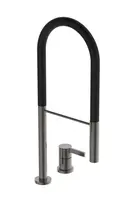 Ideal Standard Gusto - Drezová batéria s flexibilným ramenom a spŕškou, 2-otvorová inštalácia, Magnetic Grey/čierna BD425A5