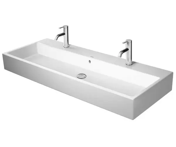 Duravit Vero Air - Dvojumyvadlo 120x47 cm, s přepadem, s otvory pro baterii, WonderGliss, bílá 23501200241