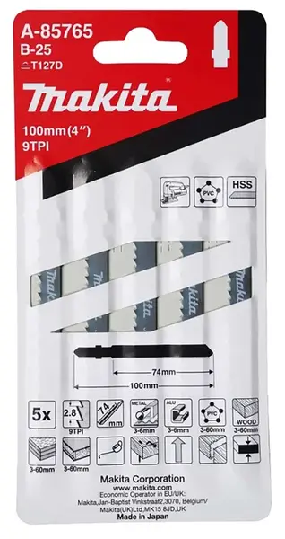 Makita Príslušenstvo - Súprava pílových plátkov 9 TPI, dĺžka 100 mm, 5 ks A-85765