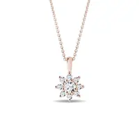 Náhrdelník z růžového zlata s briliantovou kytičkou KLENOTA