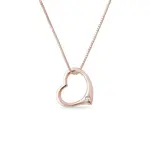 Náhrdelník ve tvaru srdce s briliantem v růžovém zlatě KLENOTA