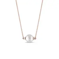 Náhrdelník z růžového 14k zlata se sladkovodní perlou KLENOTA