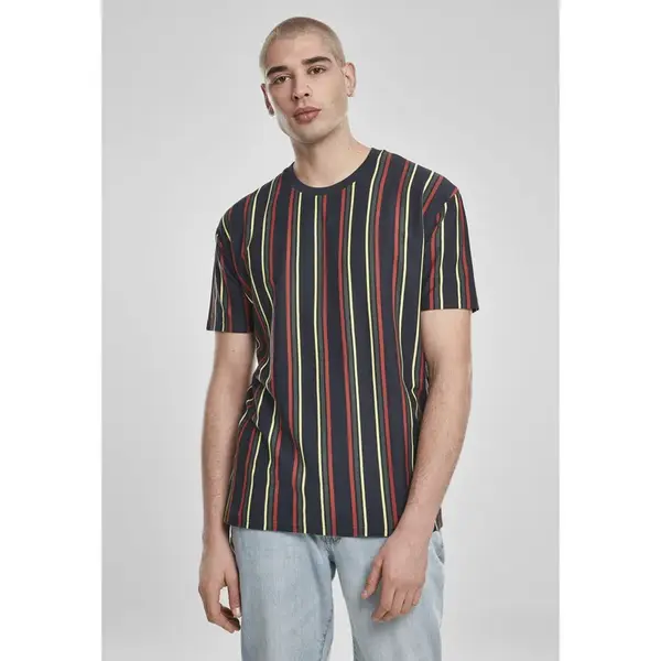 Potištěné oversized retro pruhované tričko půlnoční plavé/pálené