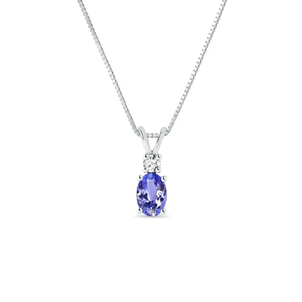 Náhrdelník z bieleho zlata s tanzanitom a briliantom KLENOTA