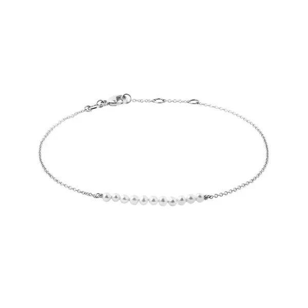 Retiazkový náramok z bieleho 14k zlata s perličkami KLENOTA