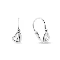 Detské náušnice z bieleho zlata v tvare srdca KLENOTA