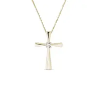 Zlatý prívesok v tvare krížika s diamantom KLENOTA