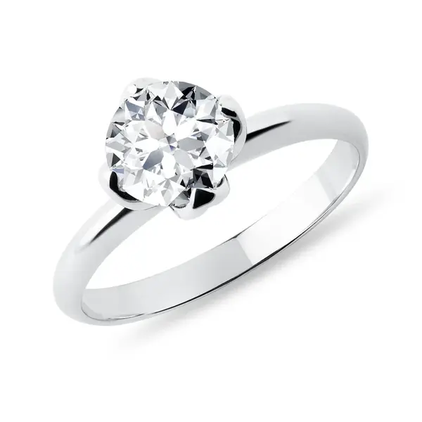 Zásnubní prsten z bílého 14k zlata s lab grown diamantem KLENOTA