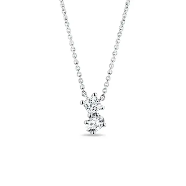 Jemný náhrdelník cluster s diamanty v bílém 14k zlatě KLENOTA