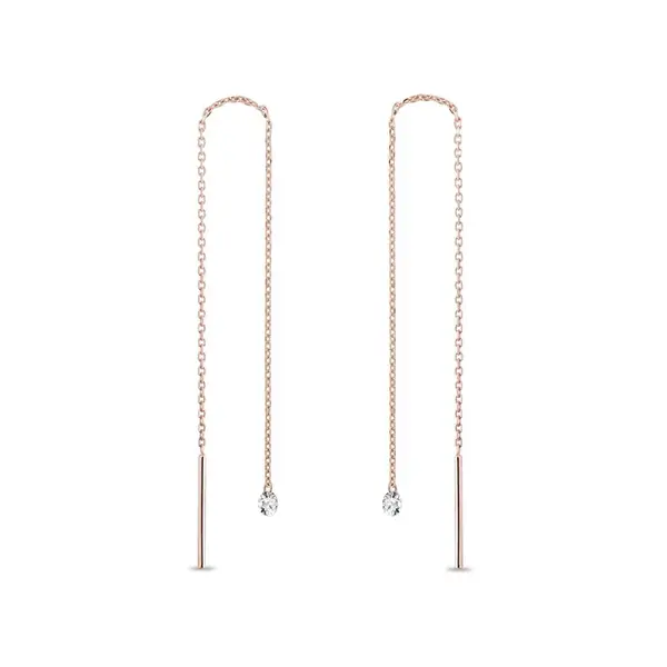 Náušnice z růžového zlata s laboratorními diamanty KLENOTA