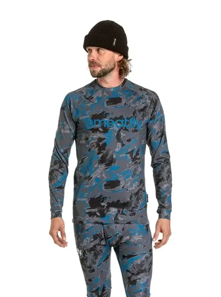 Pánské termo tričko meatfly avery šedá/modrá xl