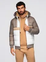 Ombre Colorful retro men's sports jacket - beige and white