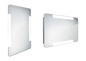 Nimco Zrcadla - Koupelnové podsvícené LED zrcadlo 50x80 cm, zaoblené, aluminium ZP 18001