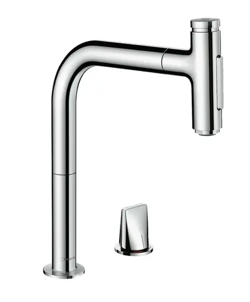 Hansgrohe M71 - Dřezová baterie M7120-H200 s výsuvnou sprškou, 2-otvorová instalace, sBOX, chrom 73818000