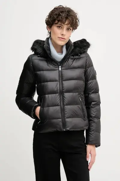 Péřová bunda Tommy Hilfiger černá barva, přechodná, WW0WW47354