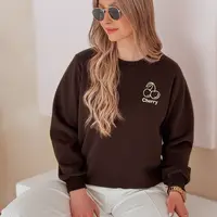 Bluza damska oversize z haftem CHERSOFT brązowa Dstreet