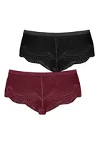 LASCANA Nohavičky  slivková / čierna