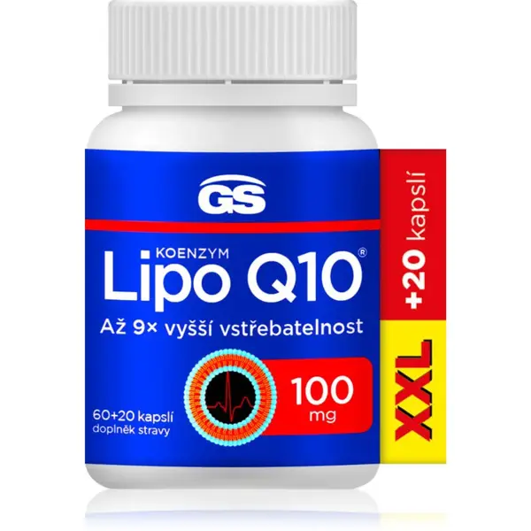 GS Koenzým Lipo Q10 100 mg kapsuly pre zdravé srdce a cievy 80 cps