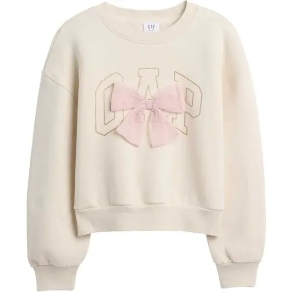 GAP V-LOGO WEDGE CREW Dievčenská mikina, béžová, veľkosť