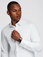 Ombre Classic men's SLIM FIT shirt in satin fabric - white