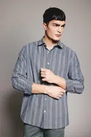 DEFACTO Regular Fit Striped Textured Long Sleeve Shirt