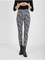 Orsay Bílo-černé dámské vzorované kalhoty v semišové úpravě - Dámské