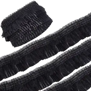 10Yards Satin Elastic Pleated Lace Trim