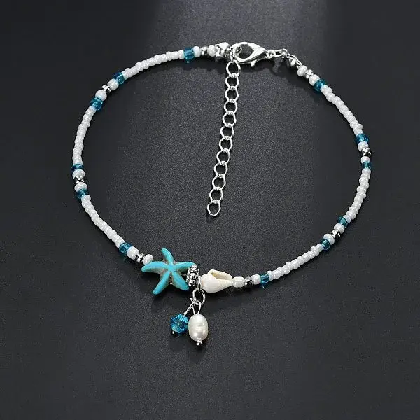 Starfish & Shell Glass Beaded Anklets