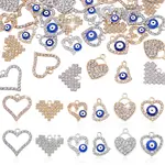 48Pcs 12 Styles Alloy Rhinestone Pendants