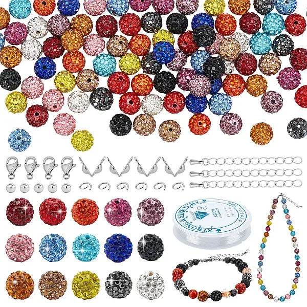 DIY Round Polymer Clay Rhinestone Beads Bracelet Making Kits
