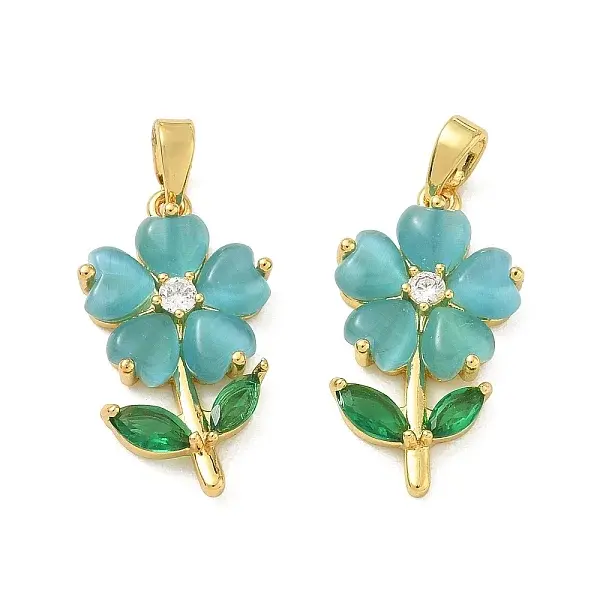 Brass Micro Pave Cubic Zirconia Pendants