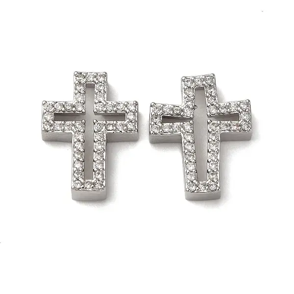 Brass Micro Pave Clear Cubic Zirconia Charms
