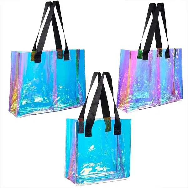 3Pcs 3 Style Rectangle Transparent Laser Plastic Hand Bags