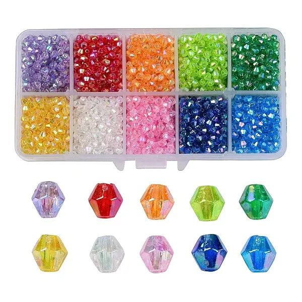 Bicone AB Color Plated Eco-Friendly Transparent Acrylic Beads