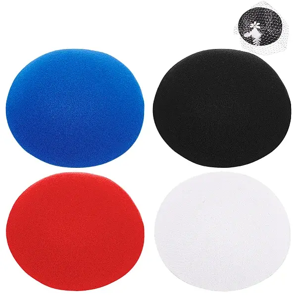4Pcs 4 Colors EVA Cloth Round Fascinator Hat Base for Millinery