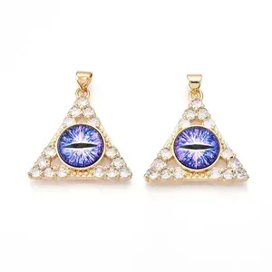 Brass Micro Pave Clear Cubic Zirconia Pendants for Women