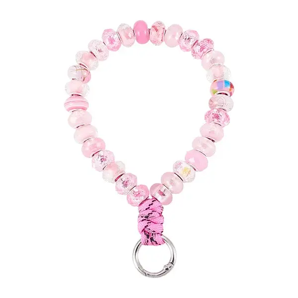 Resin Rondelle Bead with Polyester & Spandex Cord Phone Hand Strap Chains
