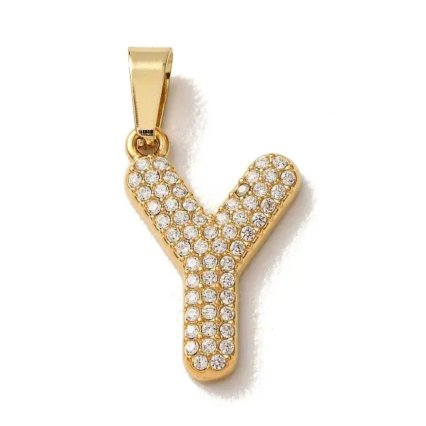 304 Stainless Steel Micro Pave Clear Cubic Zirconia Pendants