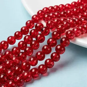 Spray Painted Crackle Glass Beads Strands