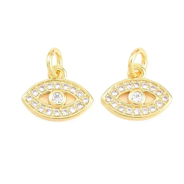 Brass Micro Pave Clear Cubic Zirconia Charms