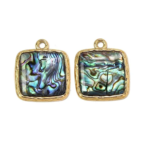 304 Stainless Steel & Natural Paua Shell Pendants