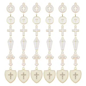 36Pcs 6 Styles Alloy & Brass Enamel Pendants
