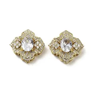 Brass Micro Pave Cubic Zirconia Beads
