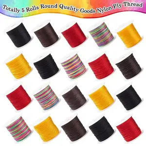 5 Rolls 5 Colros 15-Ply Round Nylon Braided Cord