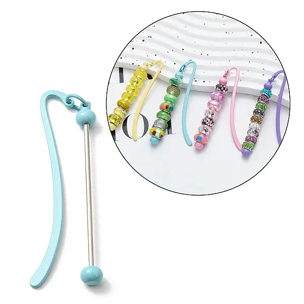 Iron & Alloy Bookmarks with Beadable Bar Pendant