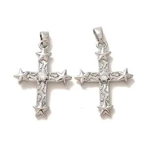 Brass Micro Pave Clear Cubic Zirconia Pendants